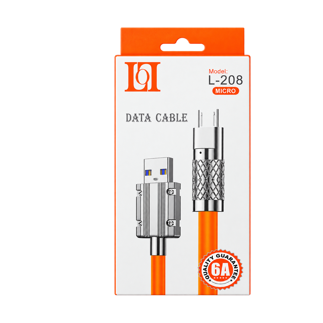 L-208 6A Silicone USB-A to USB-C Cable — retail packaging