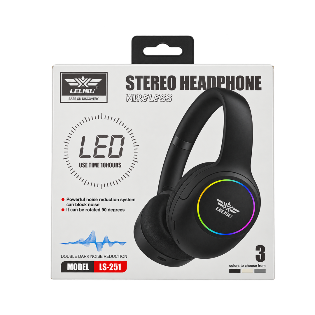 LELISU LS-251 LED Wireless Stereo Headphone - Black — 03