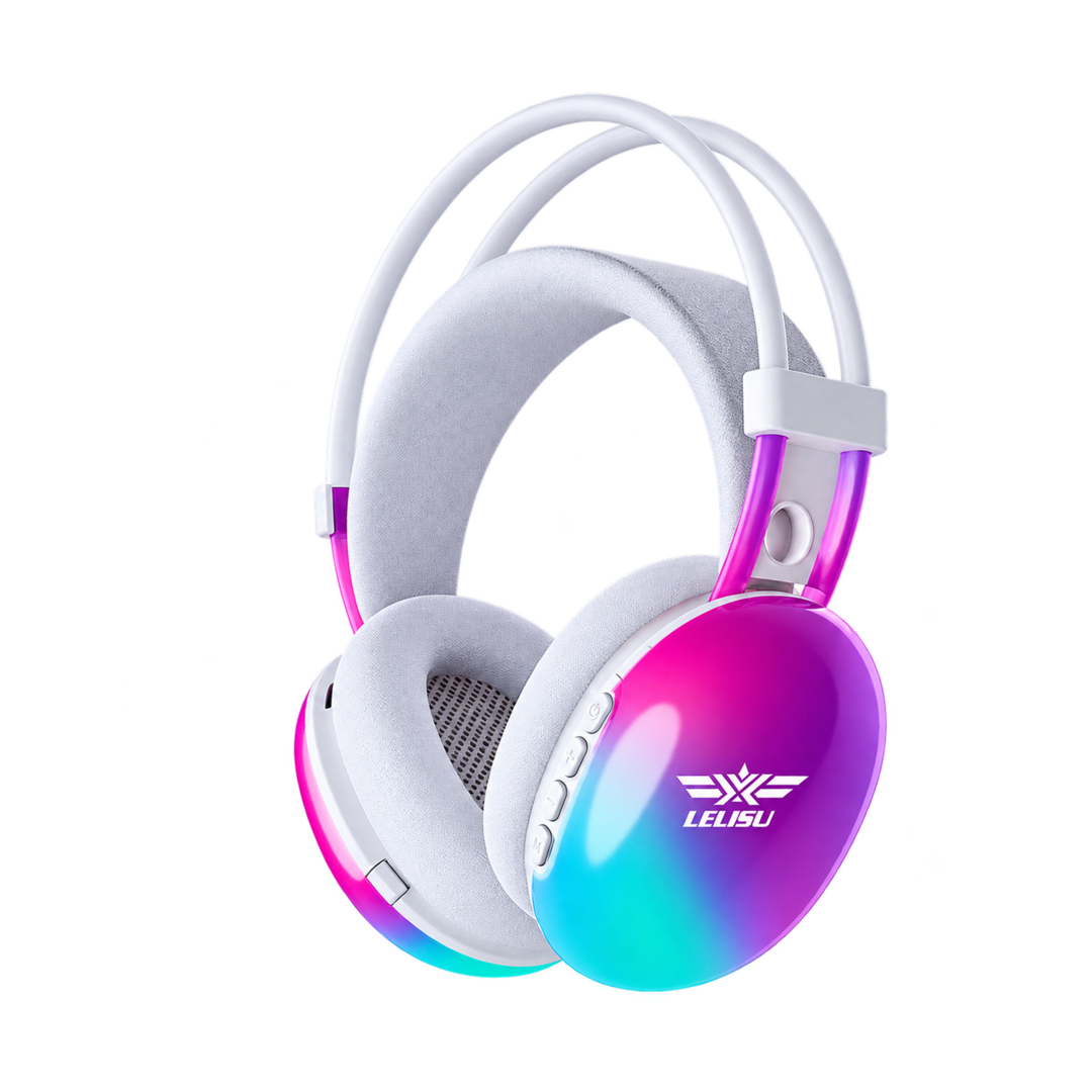 LELISU LS-857 RGB Wireless Headphone - White/Purple — 01
