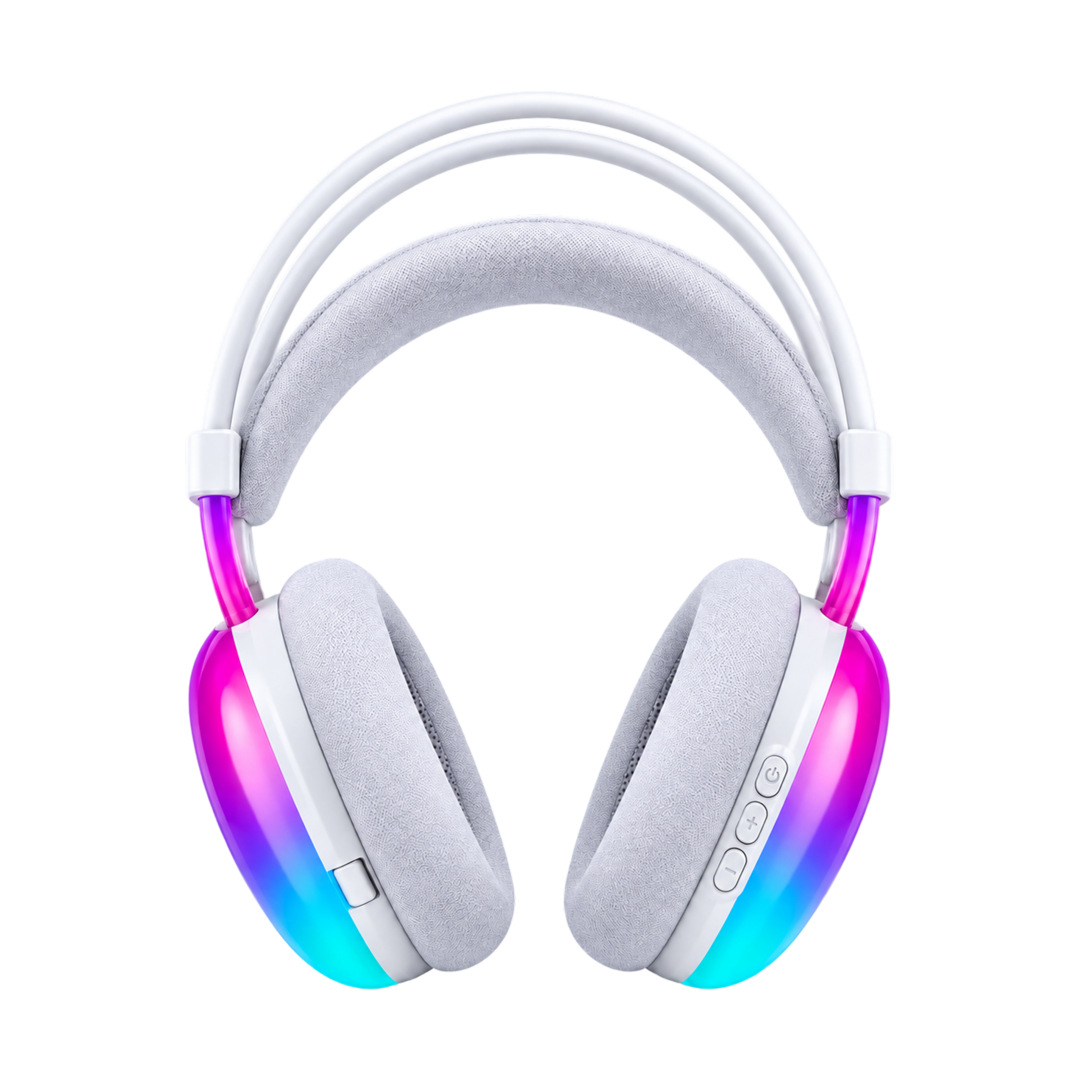 LELISU LS-857 RGB Wireless Headphone - White/Purple — 02