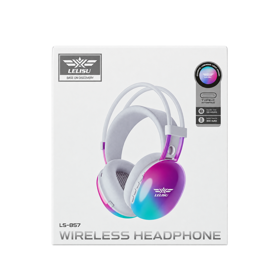 LELISU LS-857 RGB Wireless Headphone - White/Purple — 03