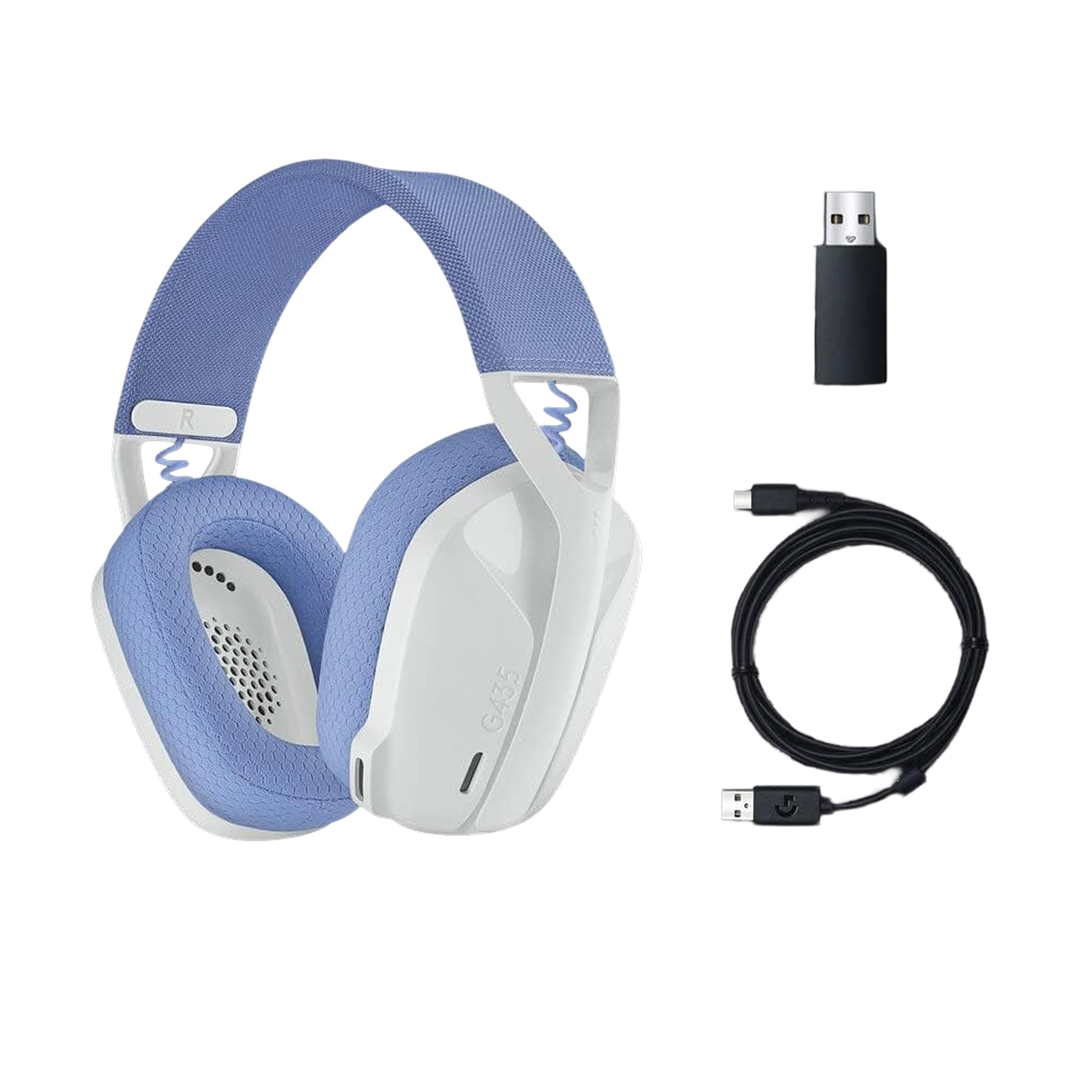 Logitech G435 Lightspeed Wireless Gaming Headset - Off-White and Lilac — 01