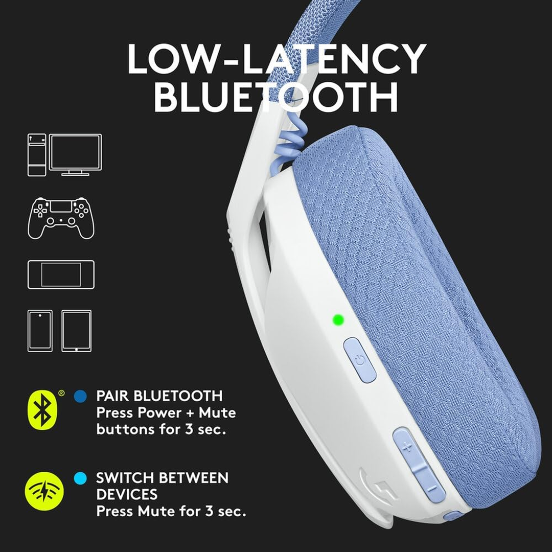 Logitech G435 Lightspeed Wireless Gaming Headset - Off-White and Lilac — 04