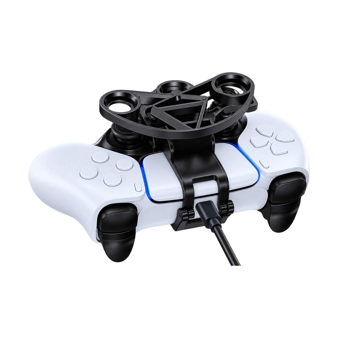 JYS Mini Steering Wheel for PS5 DualSense Controller - White — white installed rear