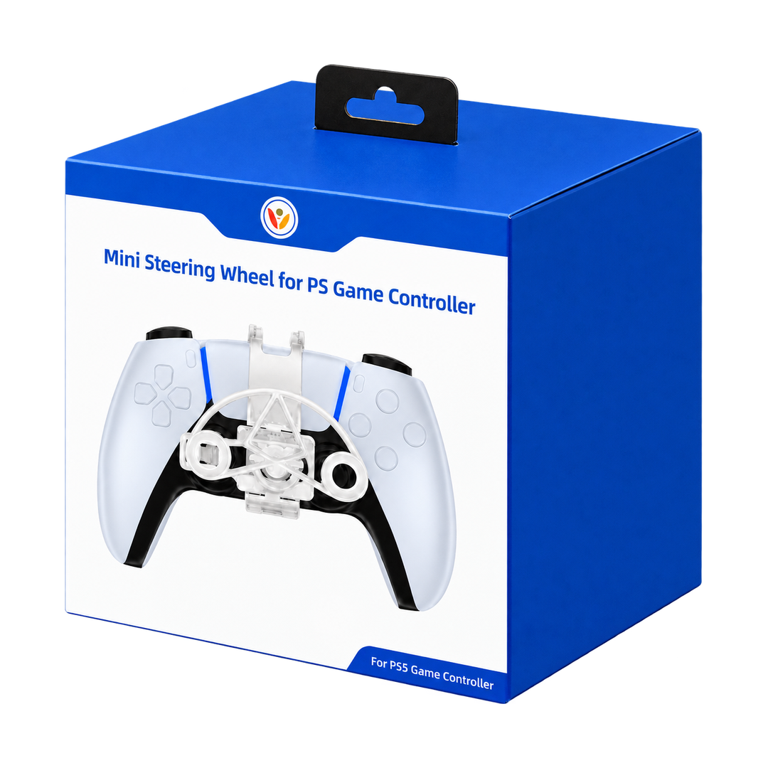 JYS Mini Steering Wheel for PS5 DualSense Controller - White — white packaging