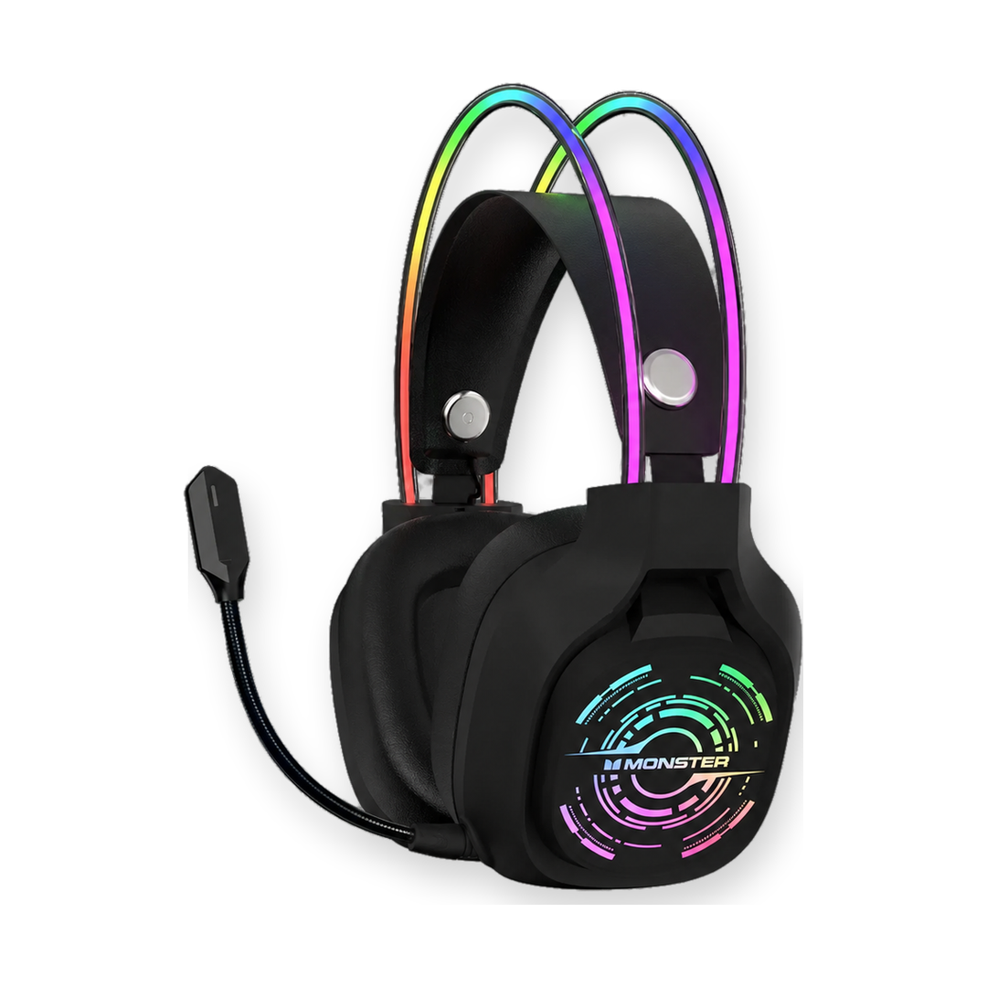 Monster Maxstar MQH09 Wireless RGB Gaming Headset — front angle
