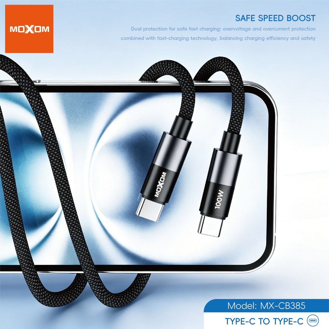 MOXOM 100W Braided USB-C to USB-C Cable — type type data 01
