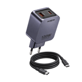 MOXOM MX-HC316 GaN Dual-Port Fast Charger with USB-C Cable — black