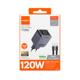 MOXOM MX-HC316 GaN Dual-Port Fast Charger with USB-C Cable — retail packaging