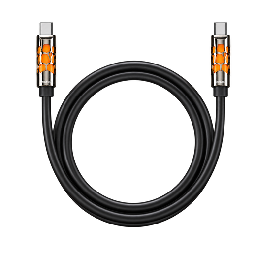 MOXOM MX-CB352 240W Water Cube USB-C to USB-C Cable - 1.2m — black coiled