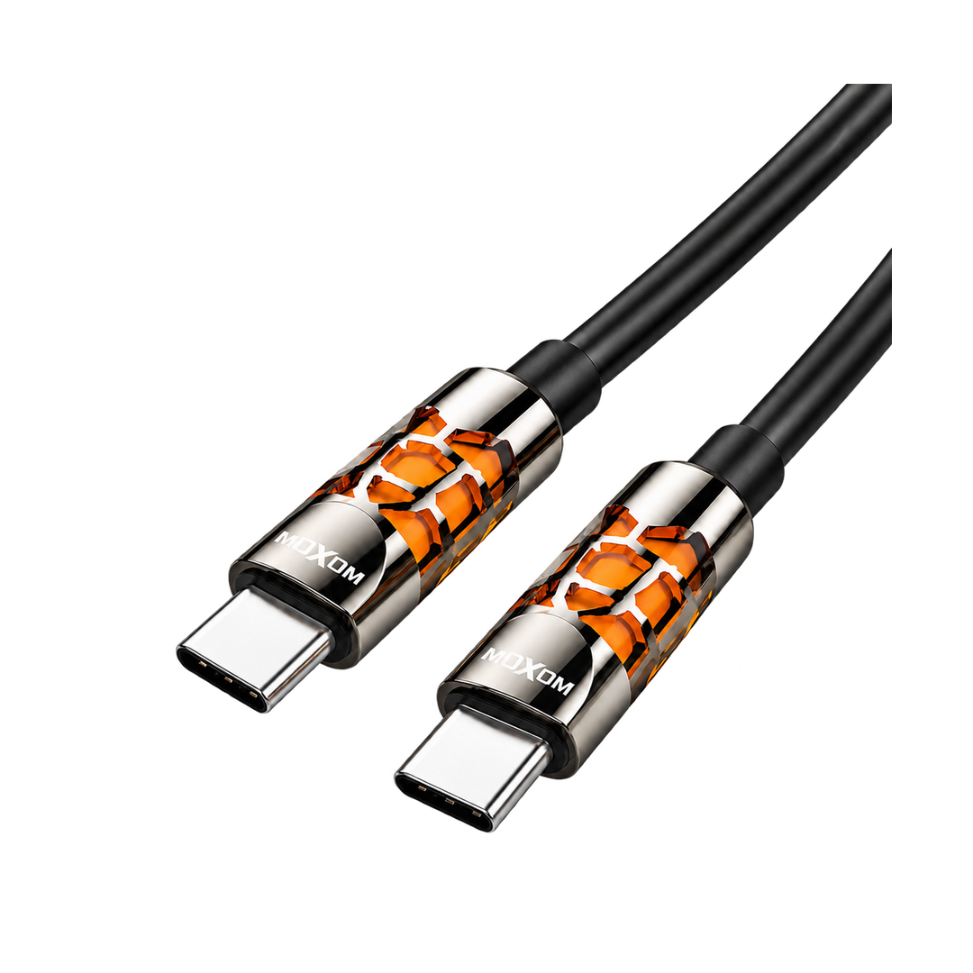 MOXOM MX-CB352 240W Water Cube USB-C to USB-C Cable - 1.2m — connector close up