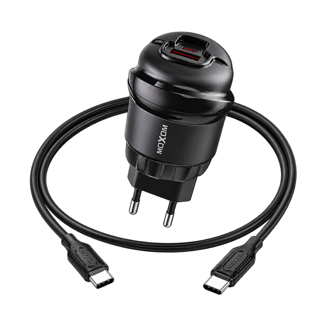 MOXOM MX-HC248 Thunder 25W USB-C + 18W USB-A Fast Charger (EU Plug) — car black