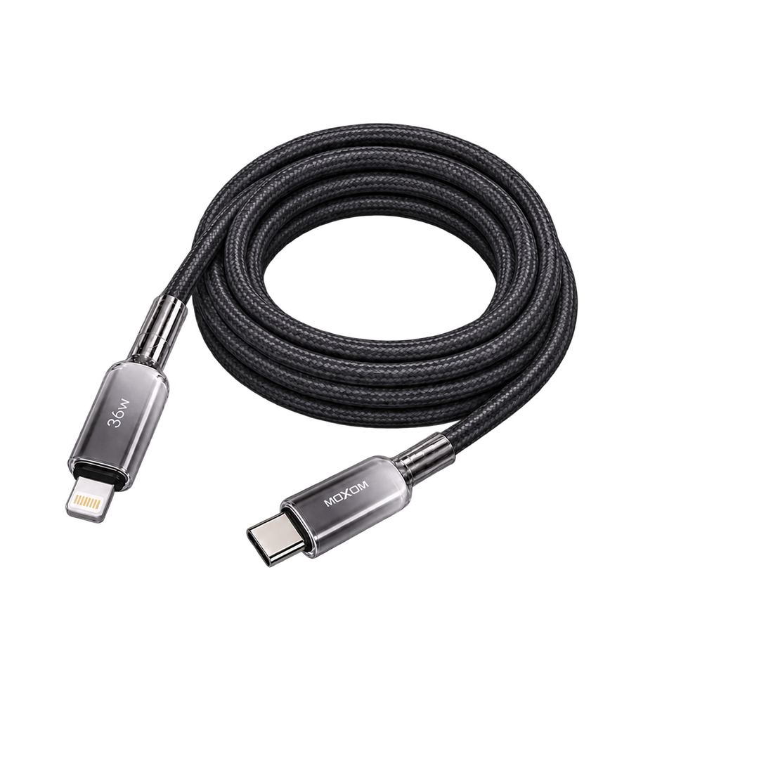 MOXOM MX-CB310 36W USB-C to Lightning Cable - 1m — black angled