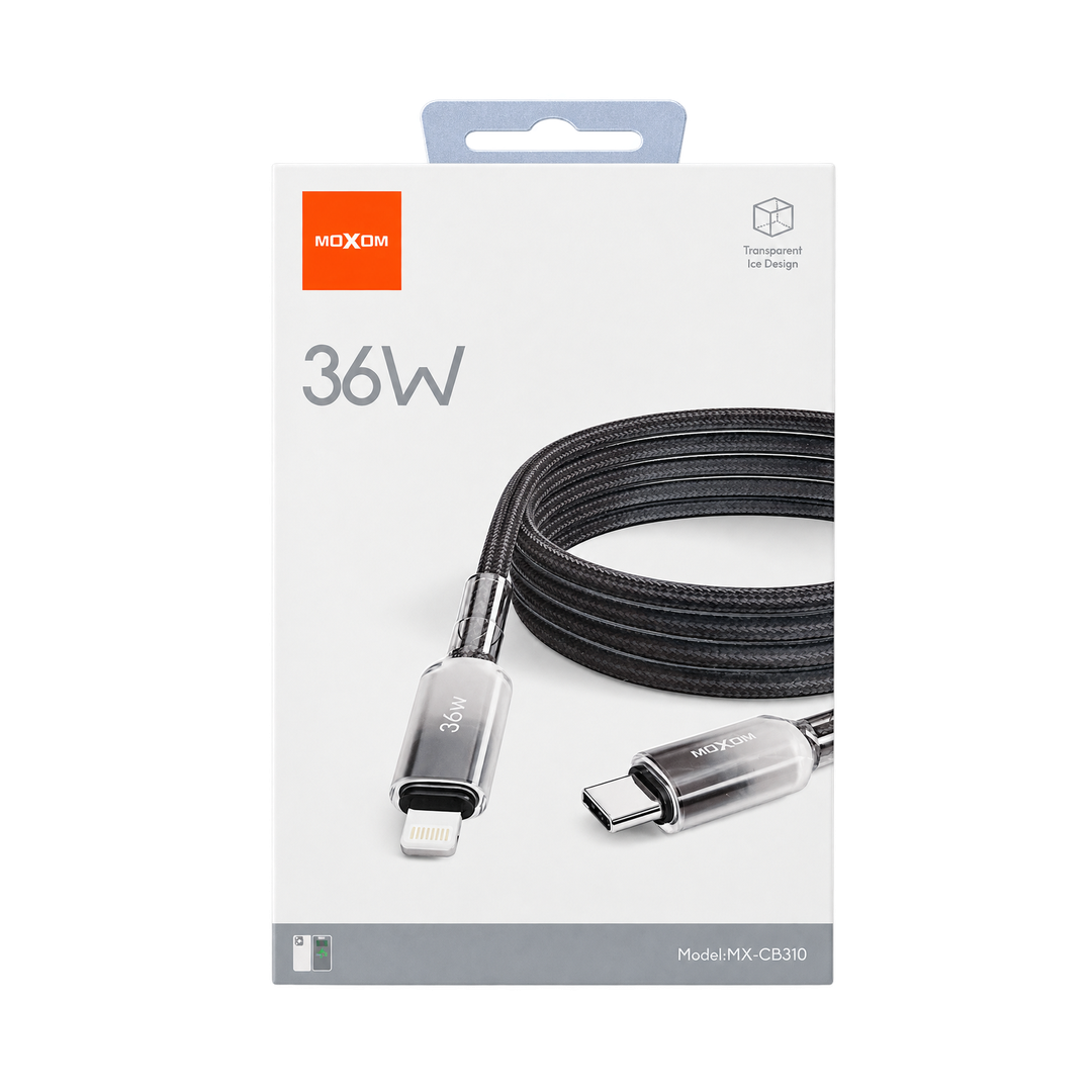 MOXOM MX-CB310 36W USB-C to Lightning Cable - 1m — retail packaging