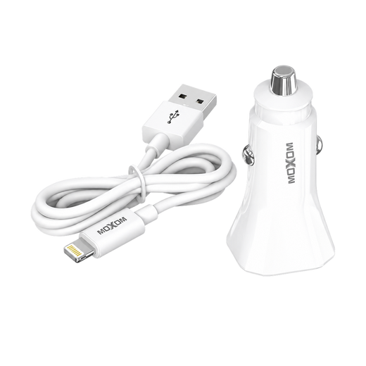 MOXOM 3A Dual-Port Car Charger with Lightning Cable — power 01