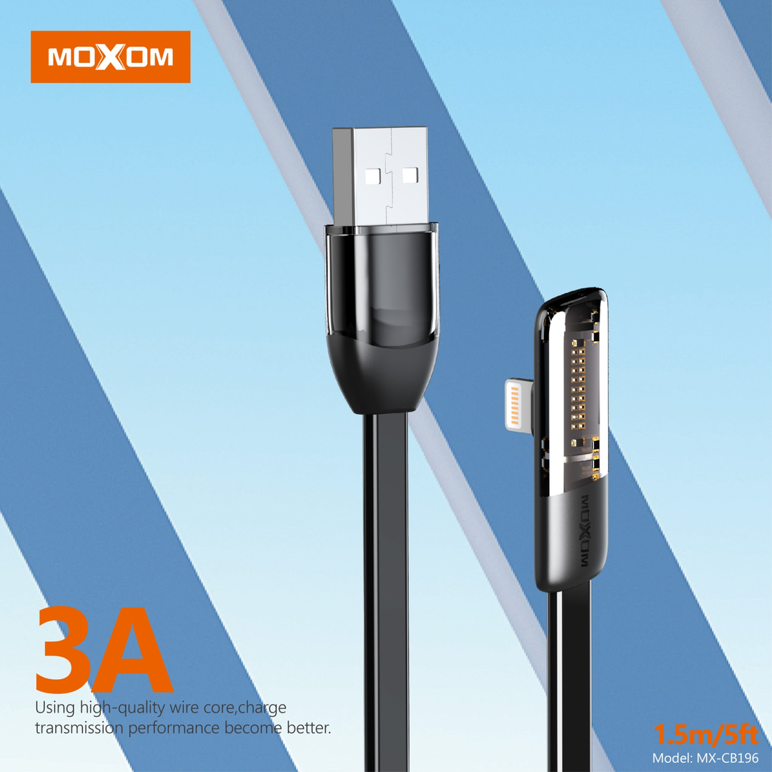 MOXOM MX-CB196 3A Angled USB-A to Lightning Cable - 1.5m — game data 01