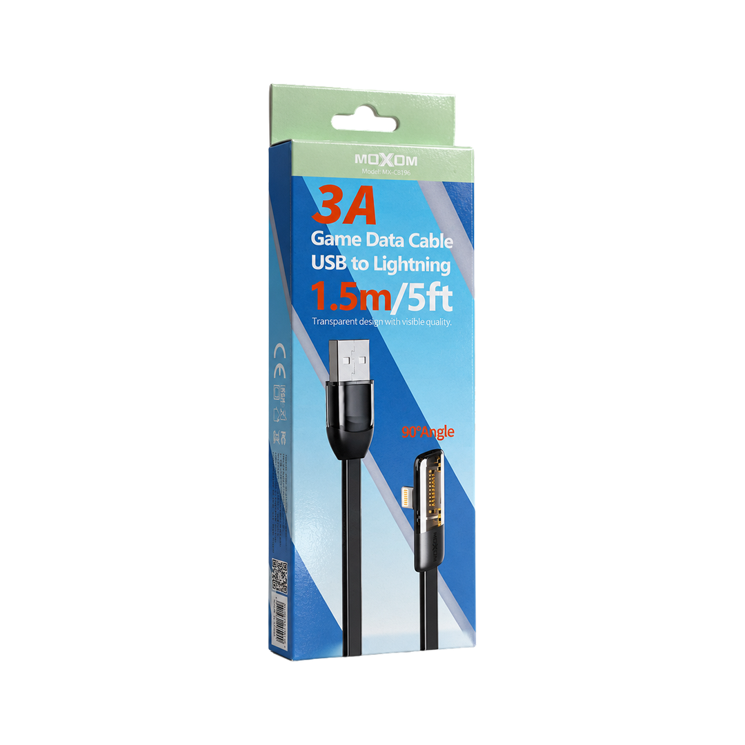 MOXOM MX-CB196 3A Angled USB-A to Lightning Cable - 1.5m — game data 06