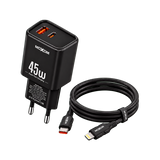 MOXOM MX-HC318 Dual-Port Fast Charger — 45w black with cable
