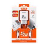 MOXOM MX-HC318 Dual-Port Fast Charger — 45w white retail packaging