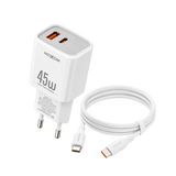 MOXOM MX-HC318 Dual-Port Fast Charger — 45w white with cable