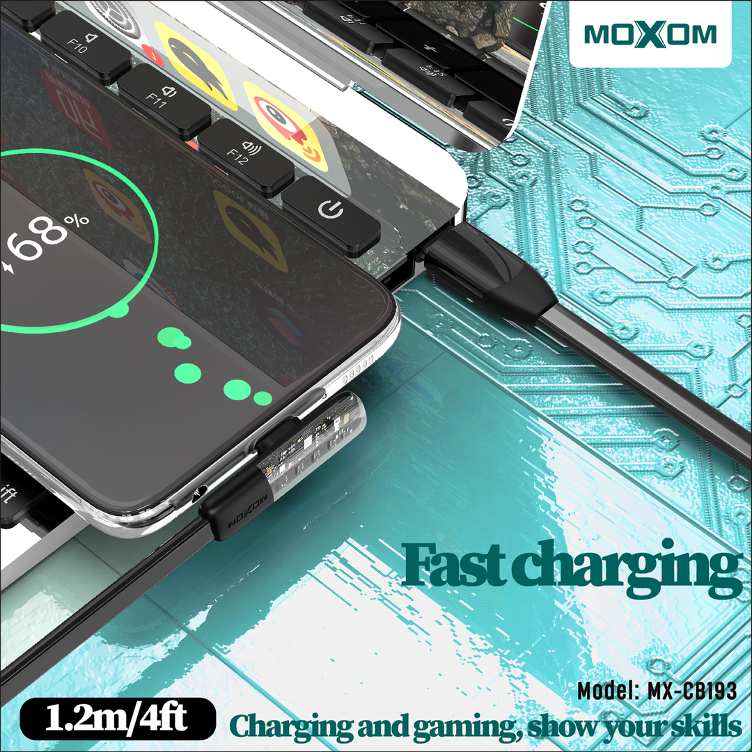 MOXOM 60W Angled Flat USB-C Cable - 1.2m — 90 degree type to type game data 04