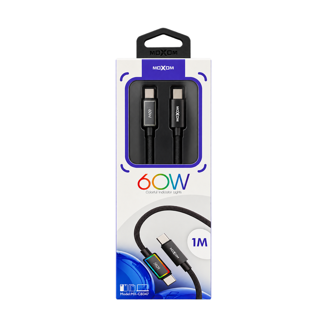 MOXOM MX-CB347 60W USB-C to USB-C Cable - 1m — fast charging purple package 01