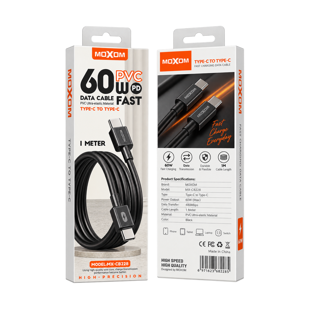 MOXOM 60W USB-C to USB-C Data Cable - 1m — fast type type 02