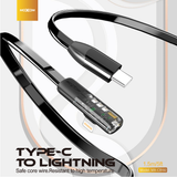 MOXOM 36W Angled Flat USB-C to Lightning Cable — mx cb192 pd 90 degree game data 05