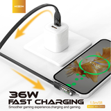 MOXOM 36W Angled Flat USB-C to Lightning Cable — mx cb192 pd 90 degree game data 06