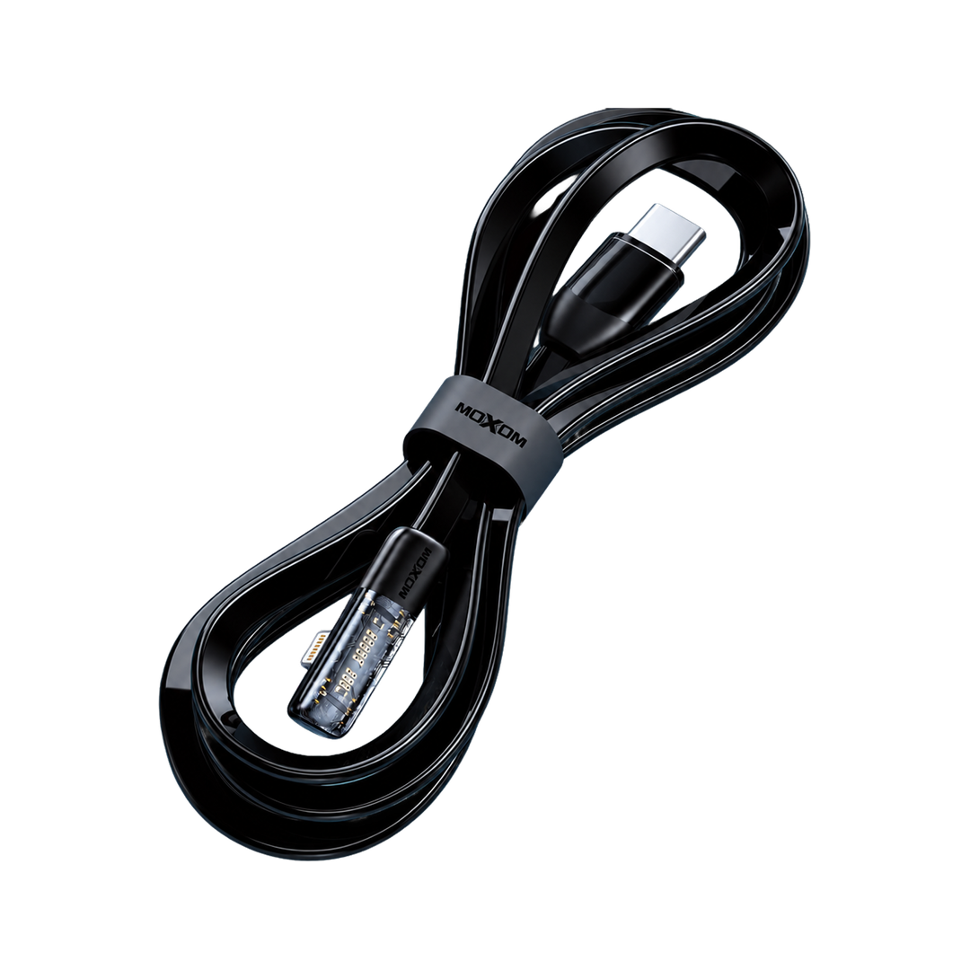 MOXOM 36W Angled Flat USB-C to Lightning Cable — mx cb192 pd 90 degree game data 07