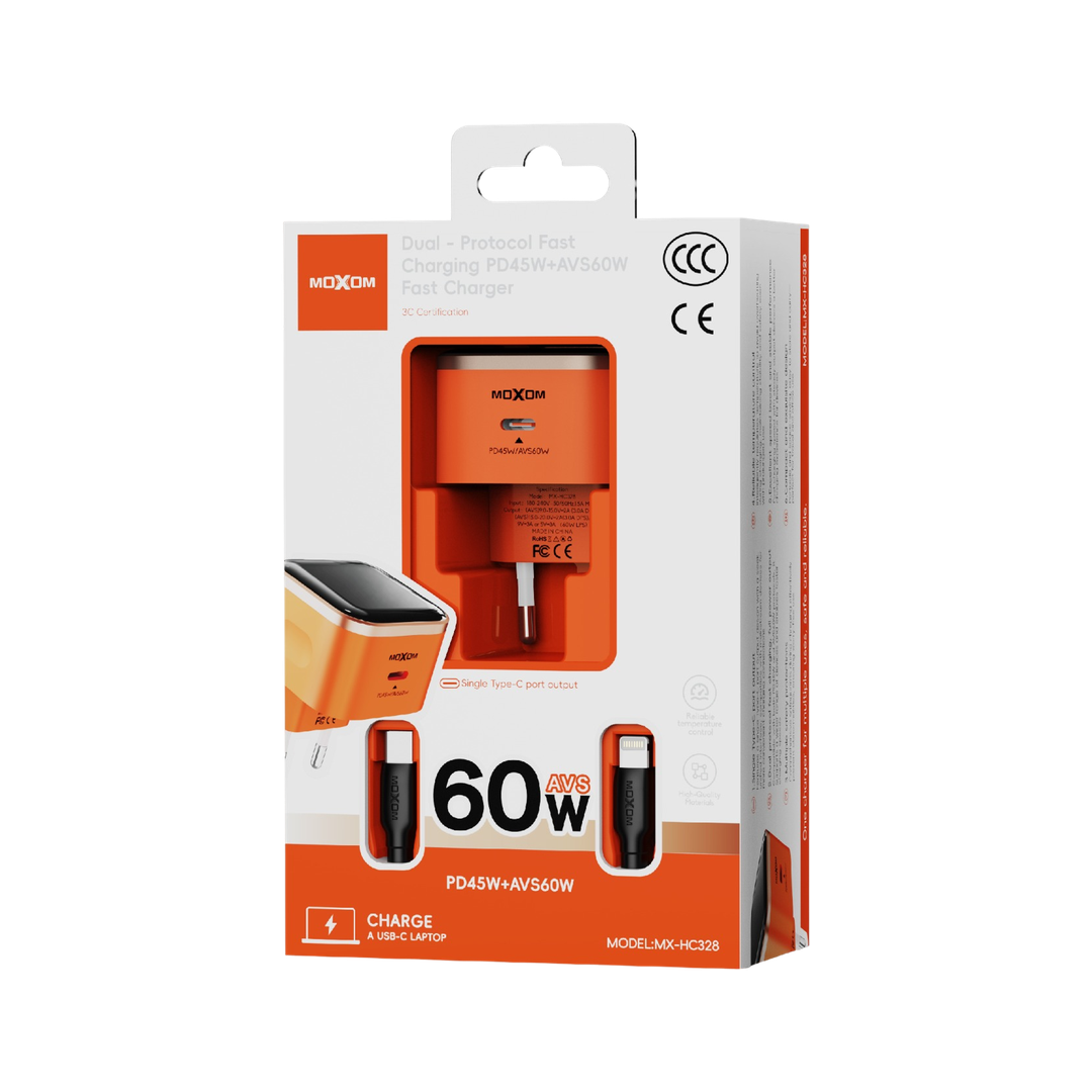 MOXOM MX-HC328 45W Fast Wall Charger — 60w type c to lightning 05