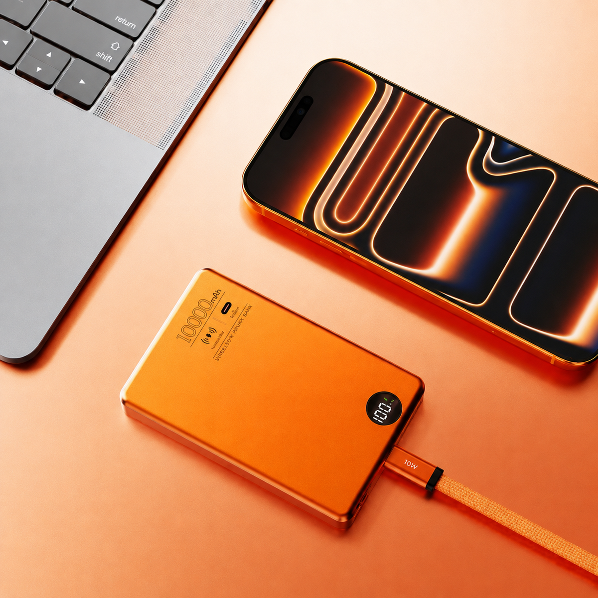 MOXOM MX-PB197 WL 10000mAh Magnetic Wireless Power Bank with Display — mx pb197 wl gold packaging art