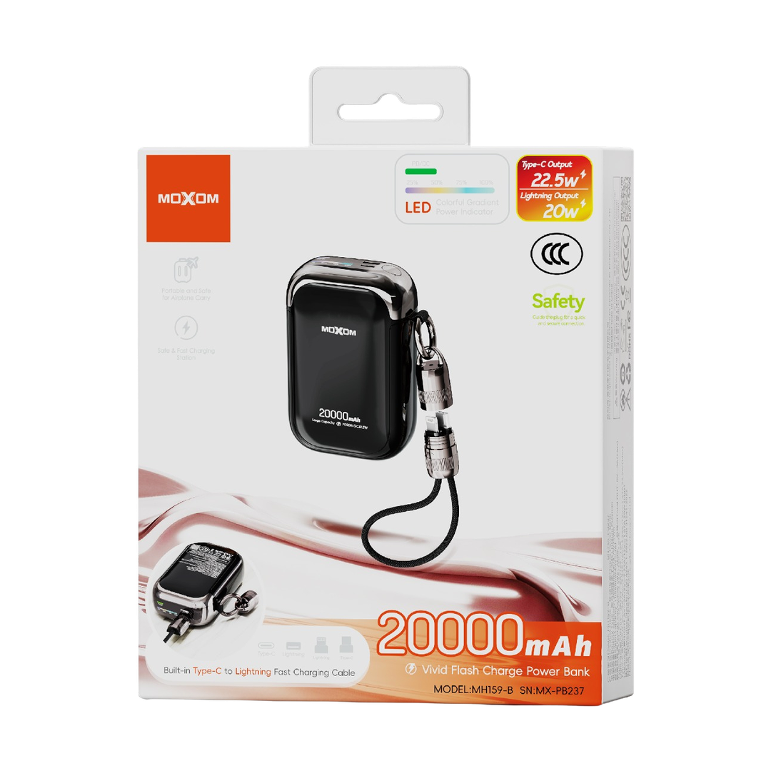 MOXOM MX-PB237 20000mAh Power Bank with Built-in Cable — vivid flash charge 05