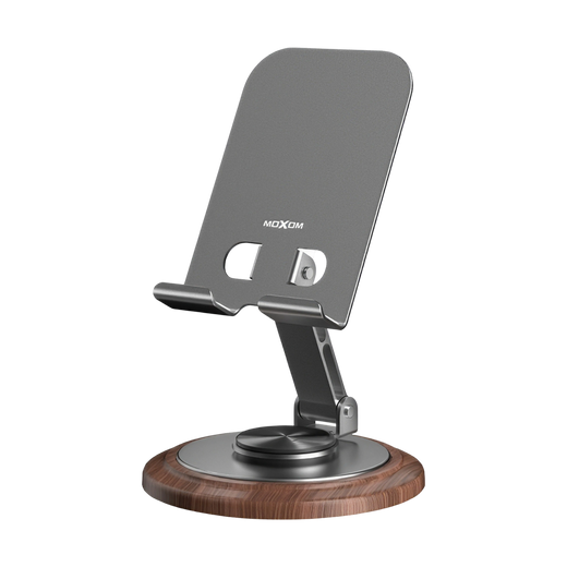 MOXOM MX-VS153 360° Folding Desk Phone Stand with Wood-Grain Base — 02