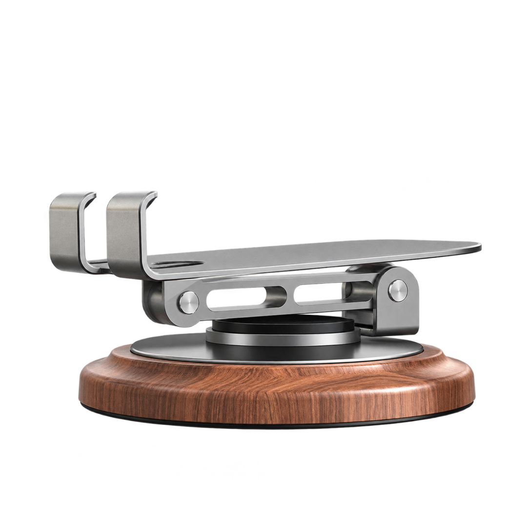MOXOM MX-VS153 360° Folding Desk Phone Stand with Wood-Grain Base — 03
