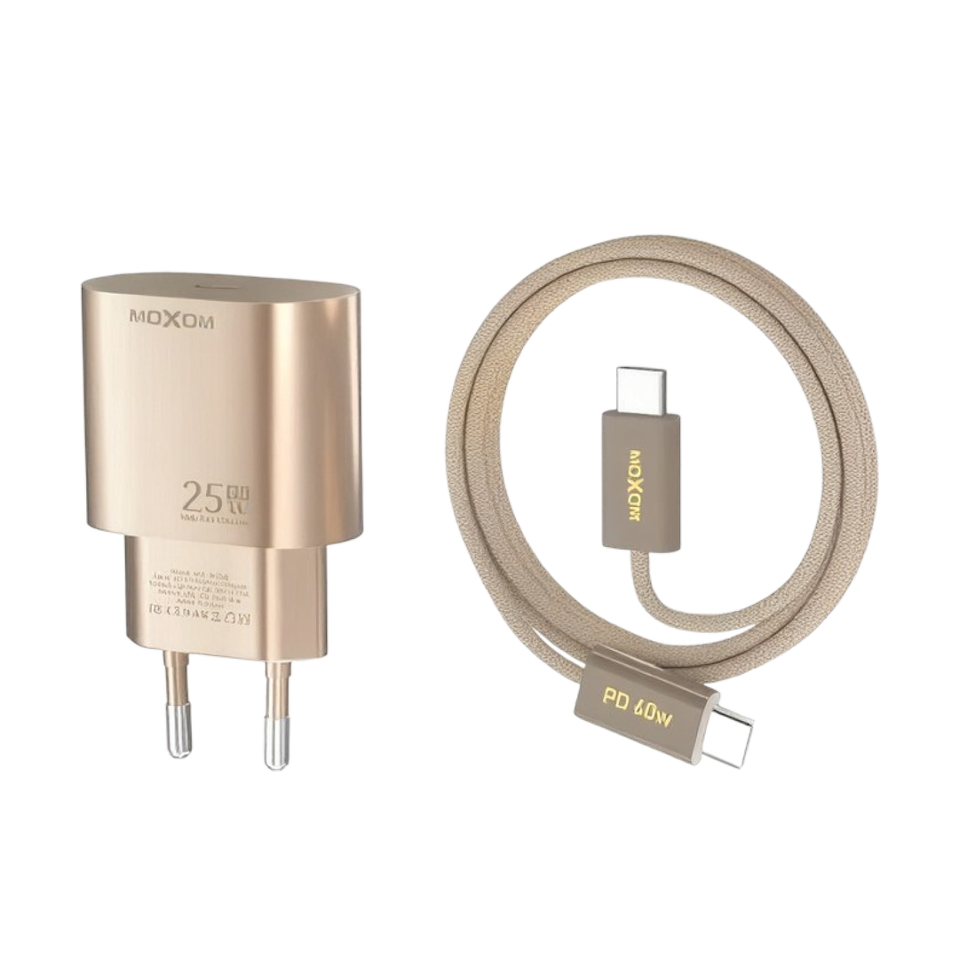 MOXOM 25W PD Wall Charger with 60W USB-C Cable - Gold — pd25w fast type to type 01