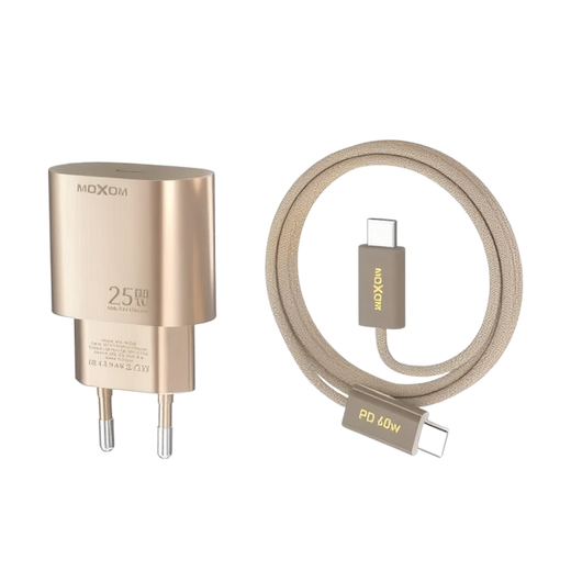 MOXOM 25W PD Wall Charger with 60W USB-C Cable - Gold — pd25w fast type to type 01