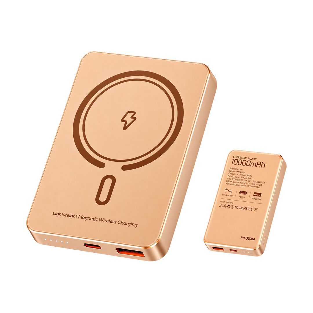 MOXOM MX-PB173 WL 10000mAh Magnetic Wireless Power Bank - 22.5W — scp22 gold front back