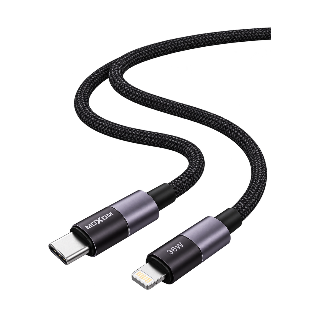 MOXOM MX-CB386 36W USB-C to Lightning Cable — black connectors