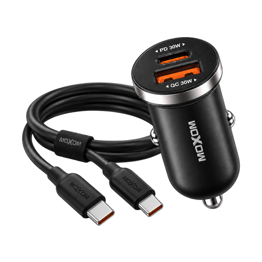 MOXOM VC53 30W Car Charger with USB-C to USB-C Cable — pd dual white package 01