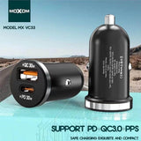 MOXOM VC53 30W Car Charger with USB-C to USB-C Cable — pd dual white package 04