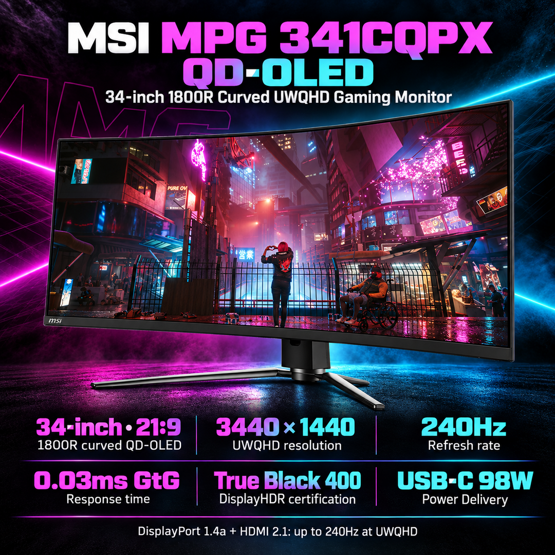 MSI MPG 341CQPX 34-Inch QD-OLED Ultrawide Curved Gaming Monitor - 240Hz — 06