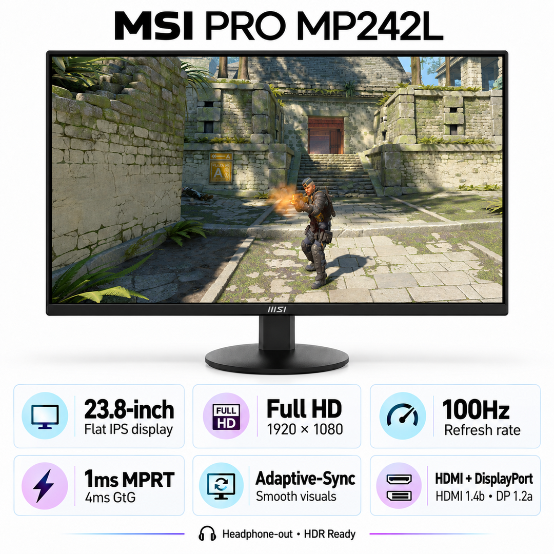MSI PRO MP242L 23.8-Inch Full HD IPS Monitor - 100Hz — 06