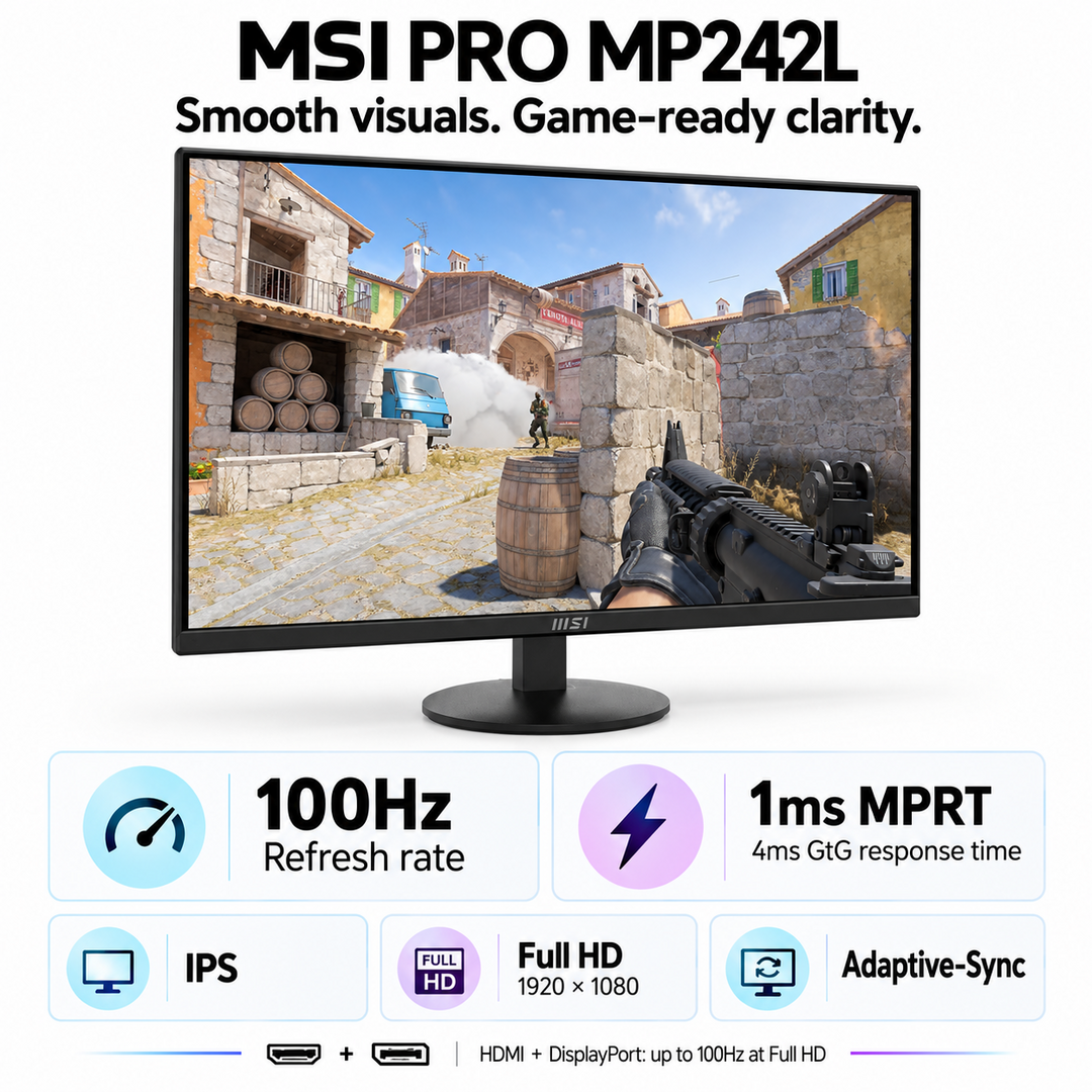 MSI PRO MP242L 23.8-Inch Full HD IPS Monitor - 100Hz — 08