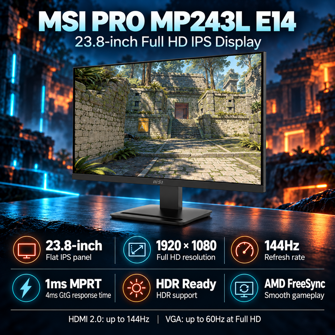 MSI PRO MP243L E14 23.8-Inch Full HD IPS Monitor - 144Hz — 06