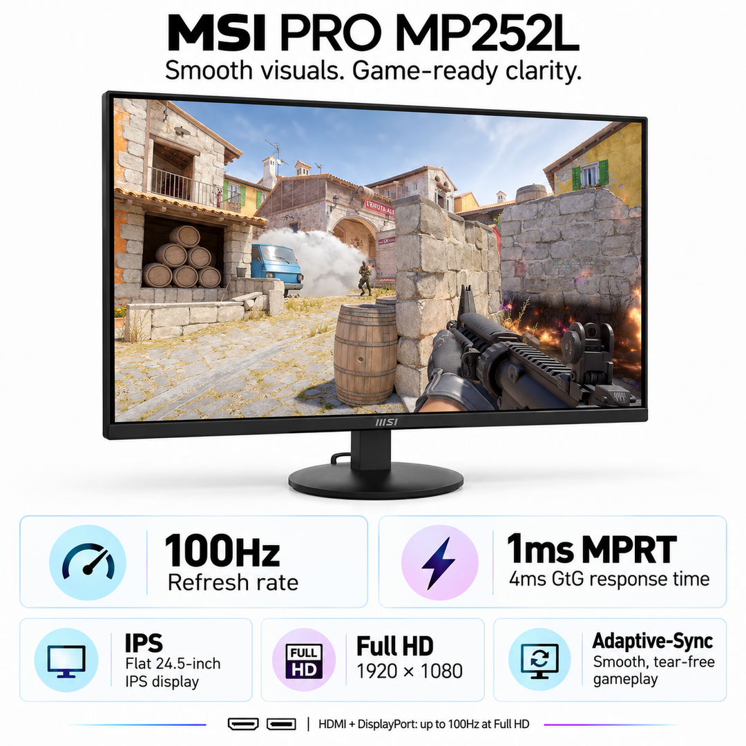 MSI PRO MP252L 24.5-Inch Full HD IPS Monitor - 100Hz — 08