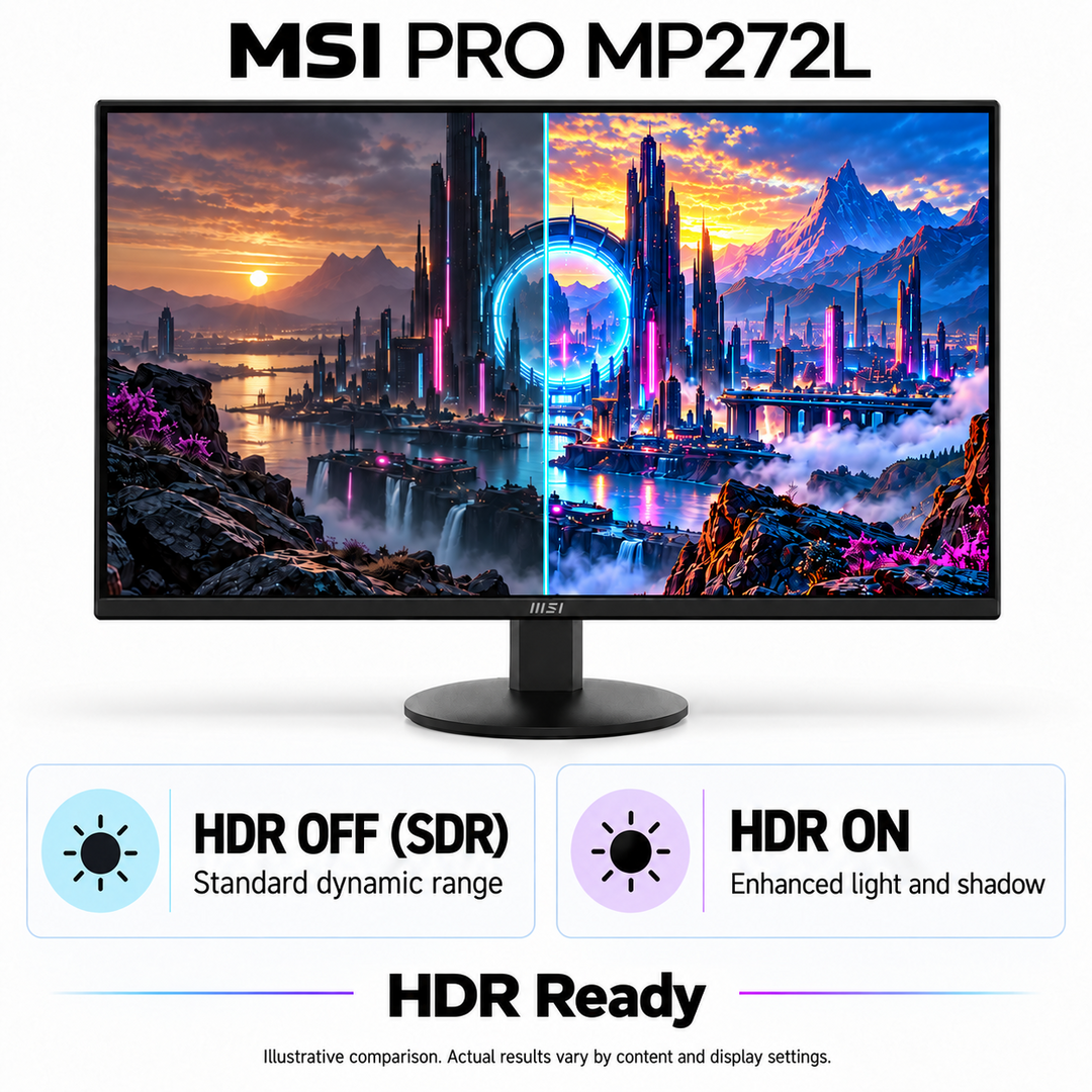 MSI PRO MP272L 27-Inch Full HD IPS Monitor - 100Hz — hdr comparison