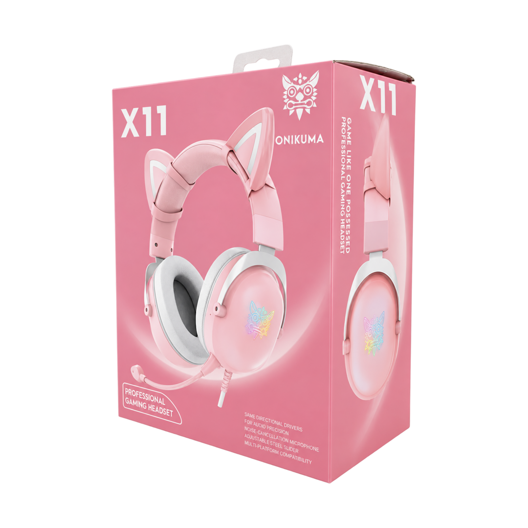 ONIKUMA X11 Cat Ear Wired Gaming Headset - Pink — 04