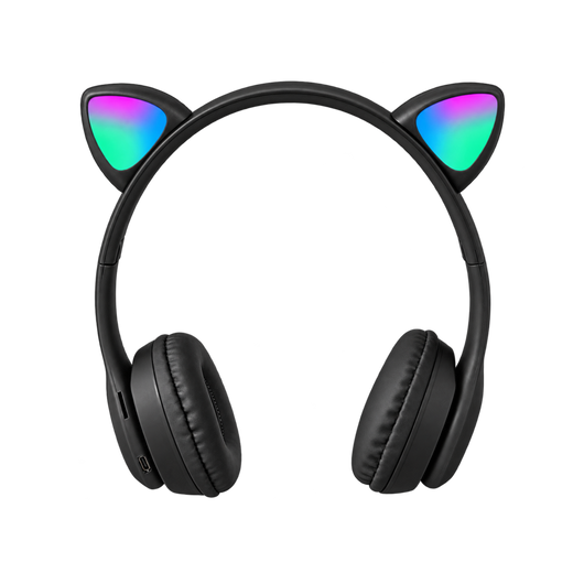 P47M RGB Cat Ear Wireless Headphones — black 01