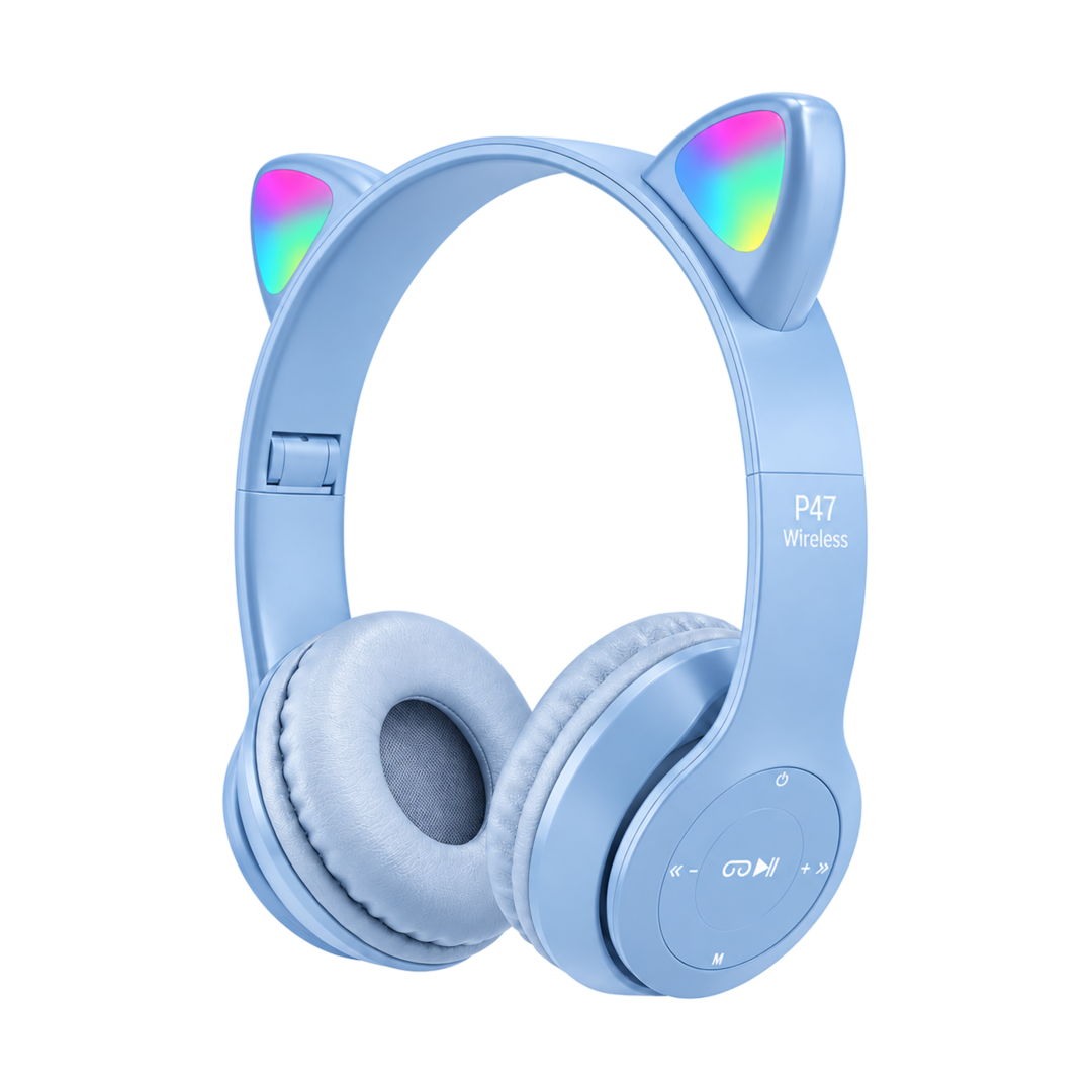 P47M RGB Cat Ear Wireless Headphones — blue 02